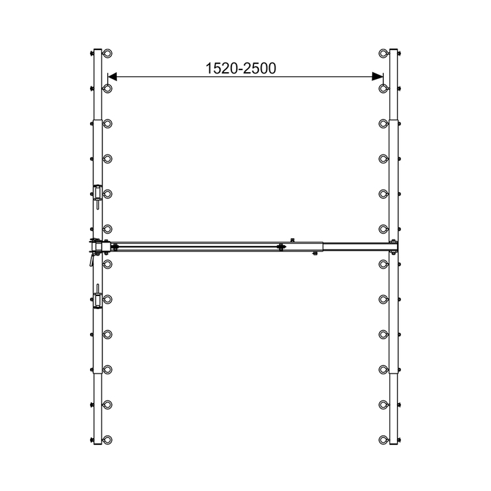 Three-point linkage frame for harrow mat, telescopic 